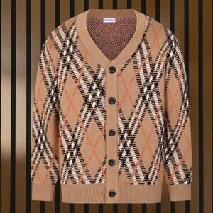 Burberr Men's Plaid Knit Cardigan